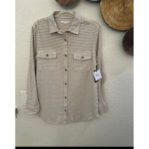 O'Neill women's flannel shirt beige size Small NWT